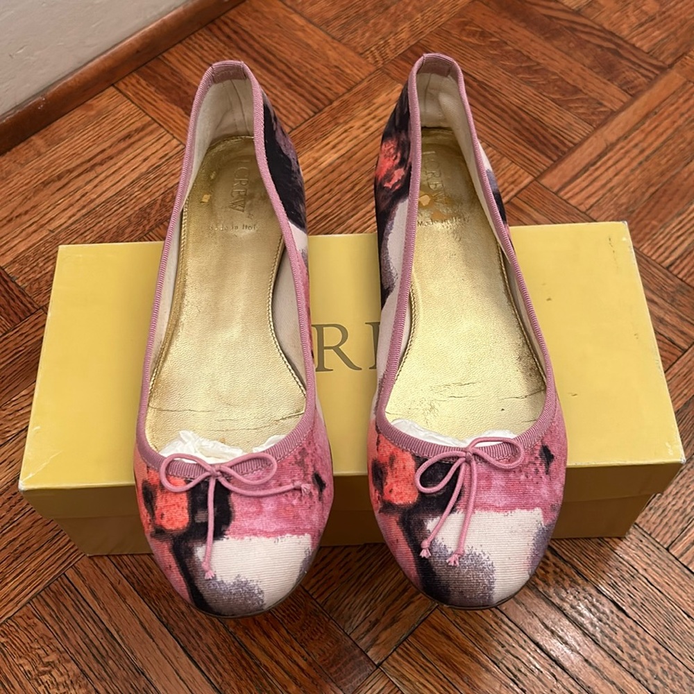J.Crew floral papaya fabric classic ballet flats size 9.5